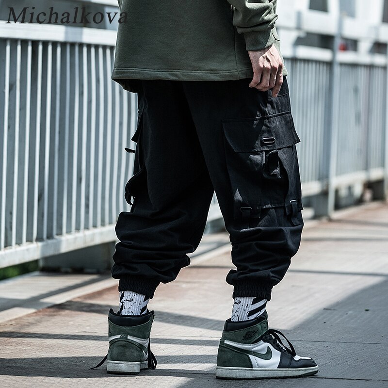 ¡Novedad del 2020SS! Pantalones de paracaidista michalkova para hombre, pantalones de sudadera con bolsillos grandes multifunción, pantalones casuales, pantalones, mallas, pantalones Cargo
