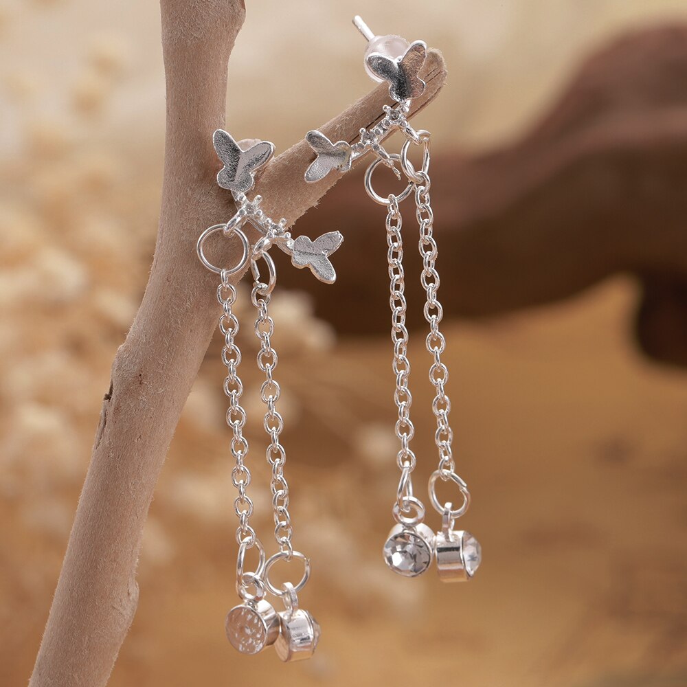 Hanging Butterfly Clip Earrings Ear Hook Rock Hoop Punk Double Pierced Unusual Earring Women Girls Goth Jewelry: AL263