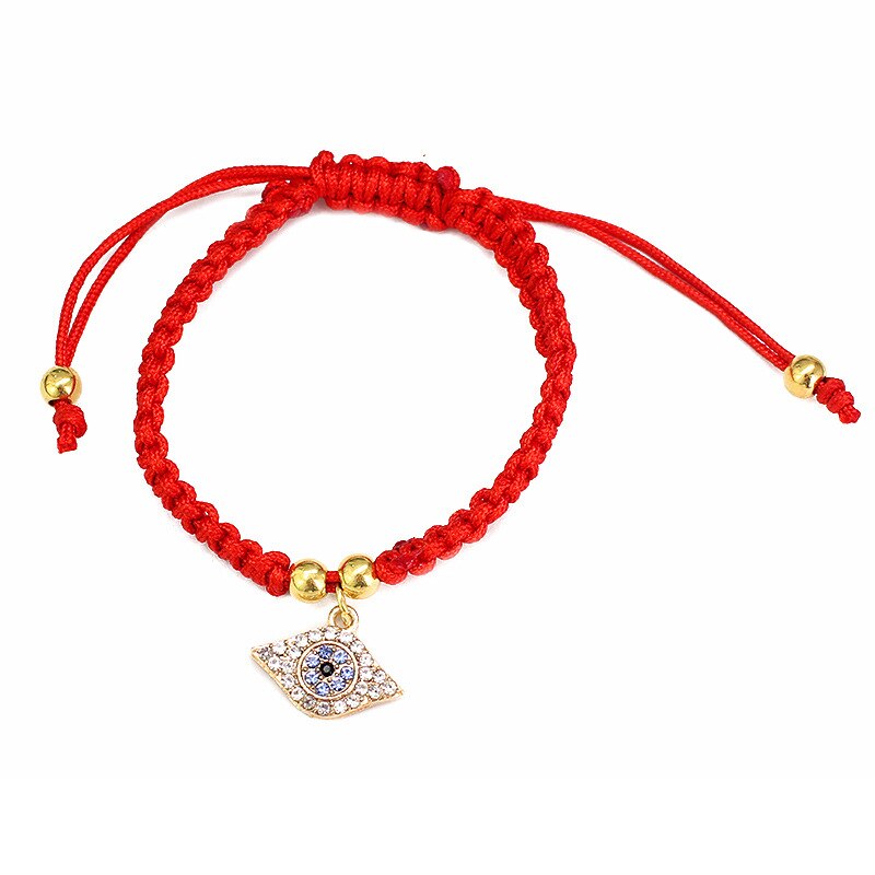 Böhmen Evil Eye Perlen Charme Armbänder für Frauen Männer Fatima Hand Elastische Rot Wachs Seil Glück Armband Fußkettchen Schmuck: E