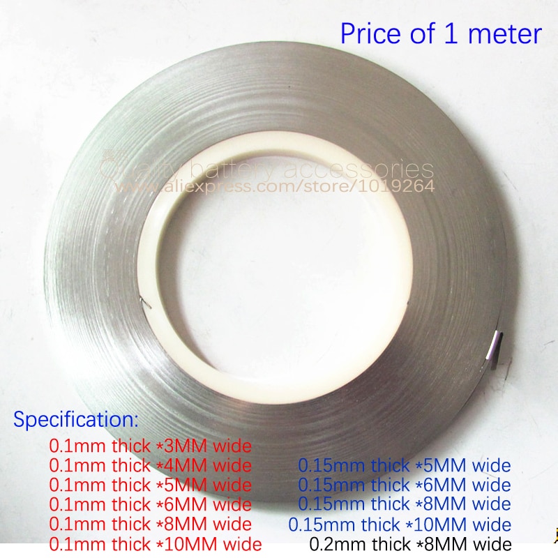 10 m/lote 0.1/0.15 bateria de solda a ponto de níquel-tira ferry de conexão tira 18650 bateria niquelado chapa de aço 2 3 6 8mm de largura