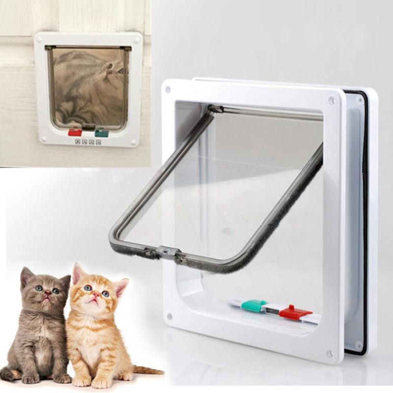 Puerta automática para gatos pequeños, puerta de montaje en pared, ABS, caja segura, Kit de puerta para mascotas,