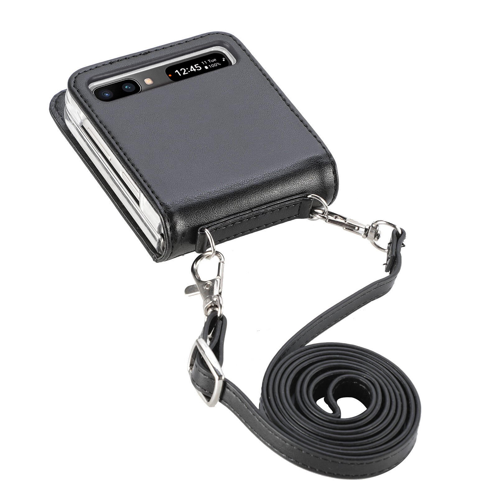 Læder pung telefonrem etui til samsung galaxy z flip 3 flip 3 5g flip kortlomme uden fingeraftryk cover fundas