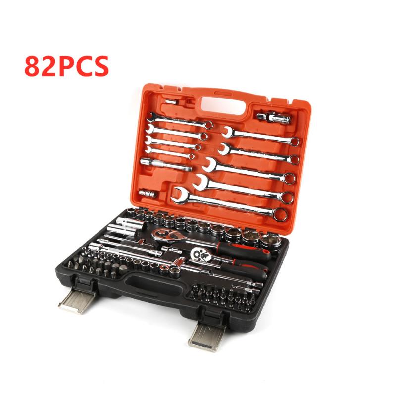192/53 Pcs Repair Tool Set Household Repair Hand Tool Kit With Plastic Toolbox Storage Case Socket Wrench Screwdriver Knife HWC: 82pcs