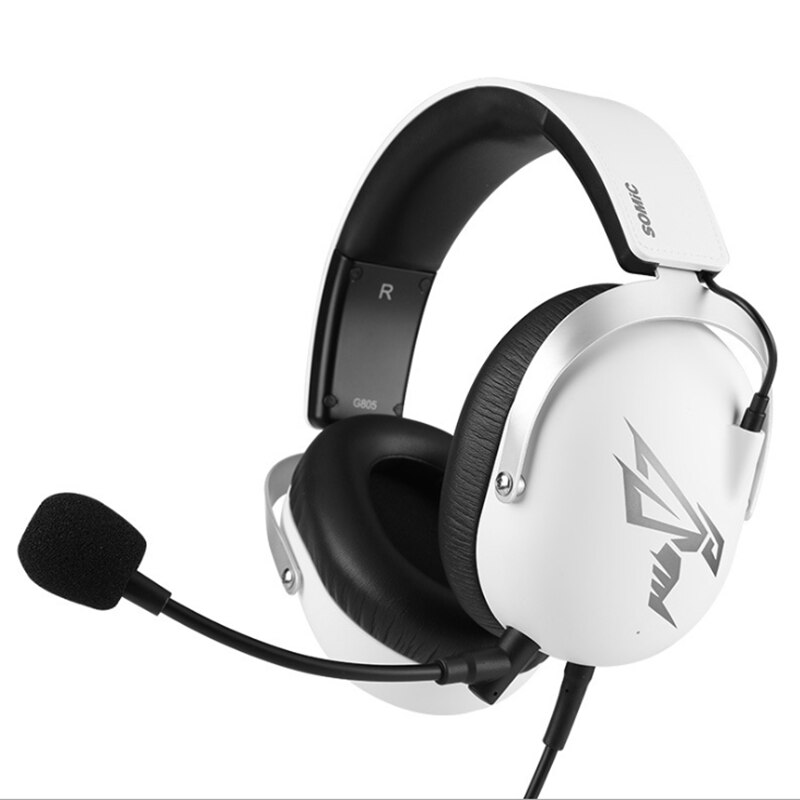 SOMiC G805 Esports Gaming Headphone Stereo Virtual 7.1 Surround Sound Wired 3.5mm USB Headset With Mic for Computer Profession: white