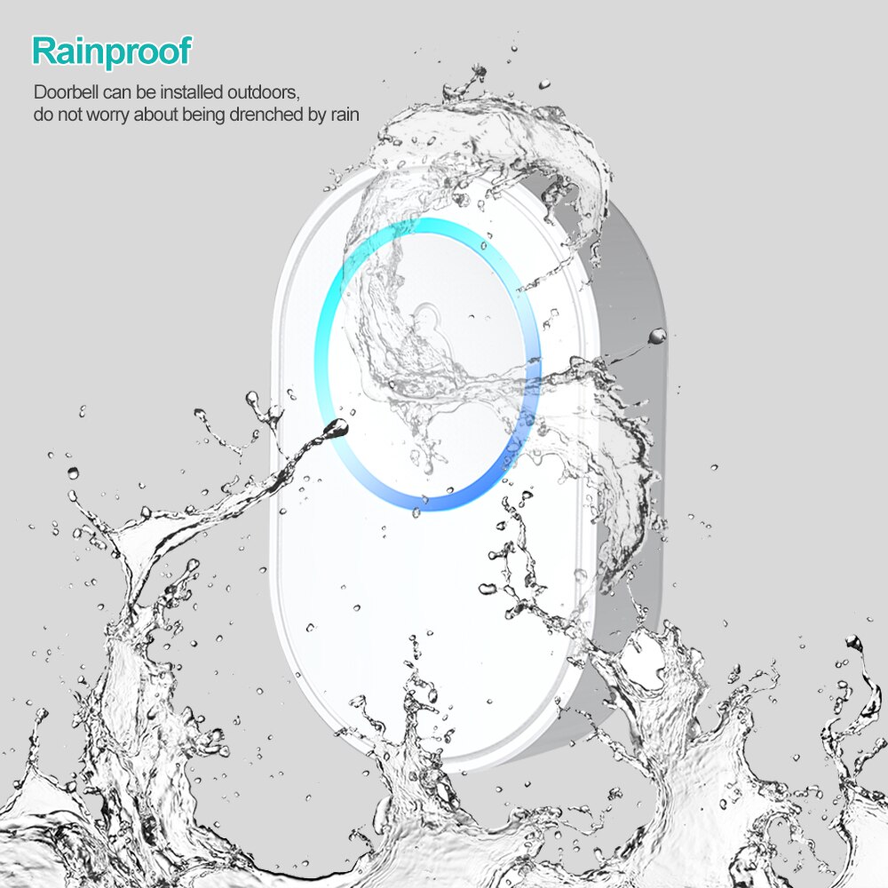 Wireless Doorbell Welcome bell Home Chime Door bell Alarm 32 Songs Smart Doorbell 433MHz doorbell ring Waterproof Button