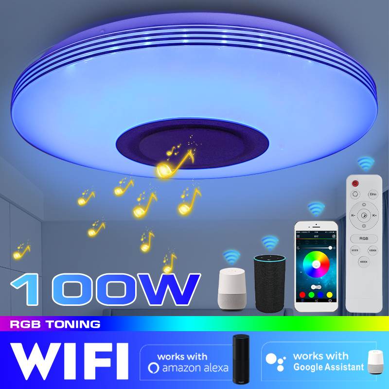 100W Wifi App Intelligente Controle Moderne Rgb Led Plafondlamp Home Verlichting Bluetooth Muziek Licht Slaapkamer Smart Plafondlamp