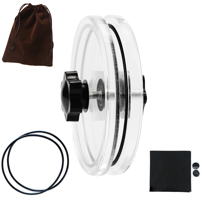 Vinyl Record Clamp - LP Record Label Saver - Waterproof Acrylic Cleaning Tool with Microfiber Cloth: Default Title