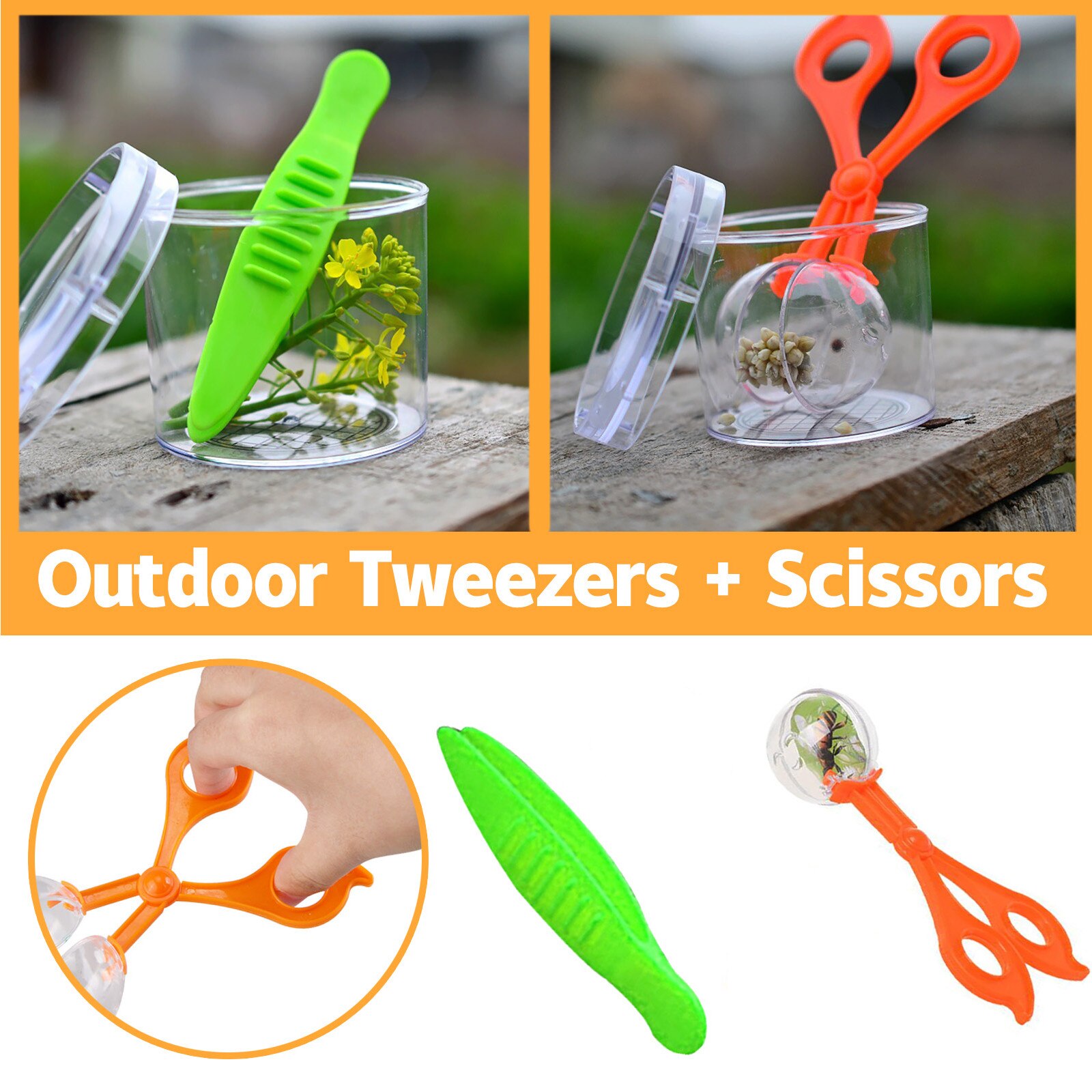 Bug Insect Catcher Scissors Tongs Tweezers Scooper Clamp Kids Toy Cleaning Tool For Biological Outdoor Adventure Game Toys 30#