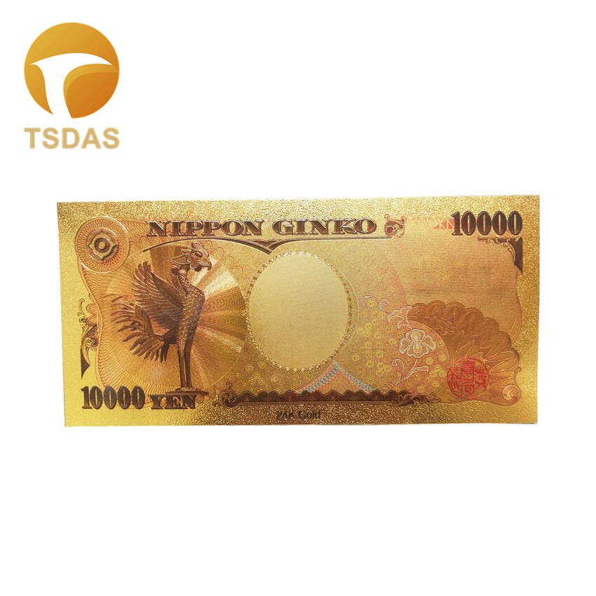 24k Gold Plated Banknote Japan 10000 Yen Gold Foil Note Fancy Collectable Banknotes Value 10pcs/lot