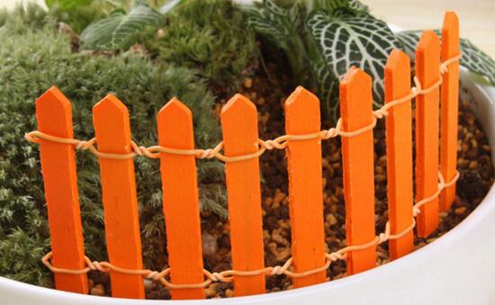 Multicolor Hout Hek Palissade Miniatuur Fairy Tuin Home Huizen Decoratie Mini Craft Micro Landschapsarchitectuur Decor DIY Accessoires: Oranje
