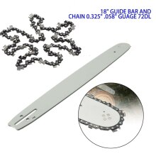 18" Chainsaw Guide Bar + Chain 0.325" .058" Guage 72DL For Chinese Chainsaw 4500 5200 5800 Tarus Timbertech For 62CC 58CC 52CC