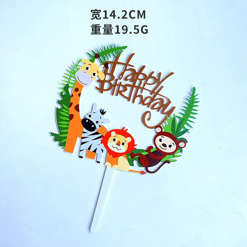 Cute Cartoon Acrylic Cake Card Happy Birthday Small Animal Birthday Cake Decoration Cake Decorating Supplies: Default Title