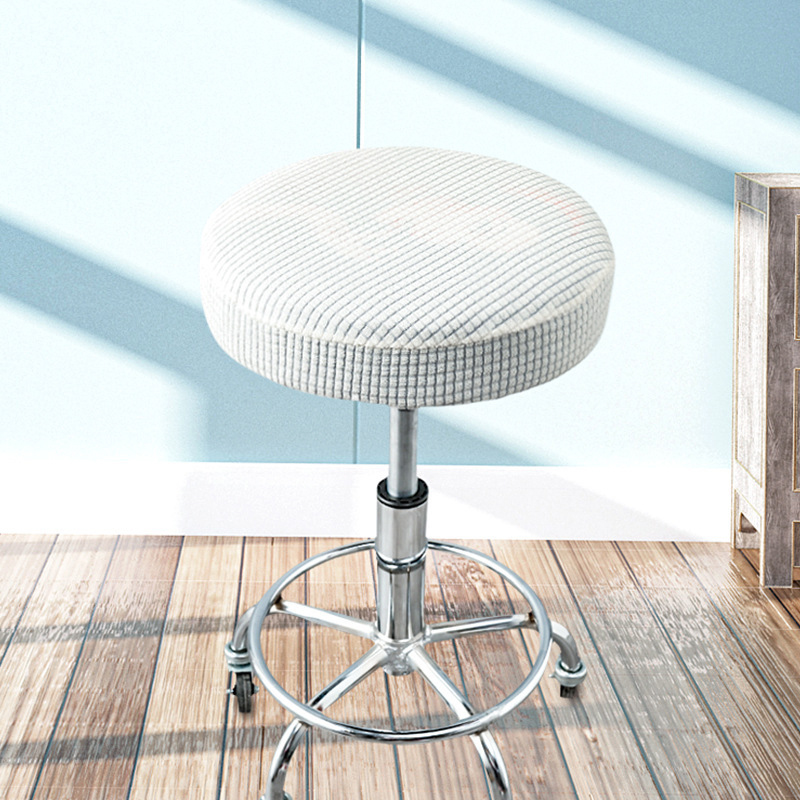 Seat Stoel Hoes Verdikte Ronde Stoel Cover Barkruk Cover Elastische Rekbaar Polyester Ronde Wasbare Kruk Case: WHITE