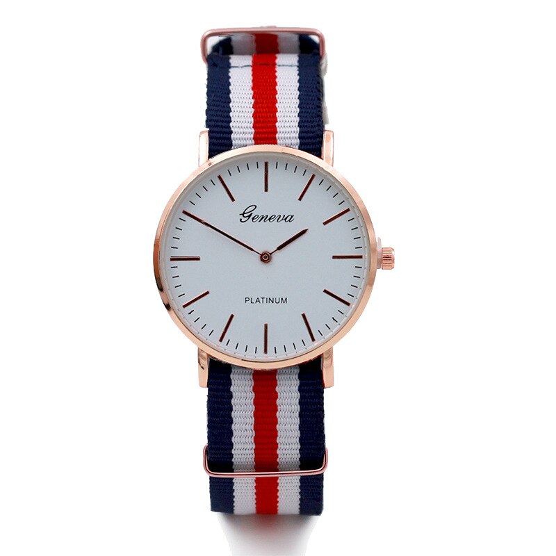 Drapeau En Nylon Bracelet Montre Femmes style Simple or boîtier quartz montres hommes unisexe montre-bracelet décontracté zegarki damassé reloje: 2G