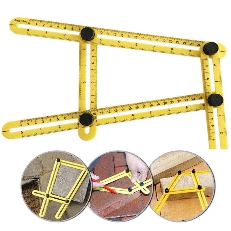Template Tool Angle Ruler Measuring Protractor Activity Four-fold Ruler With Metric Inch Scale Multi-angle Ruler