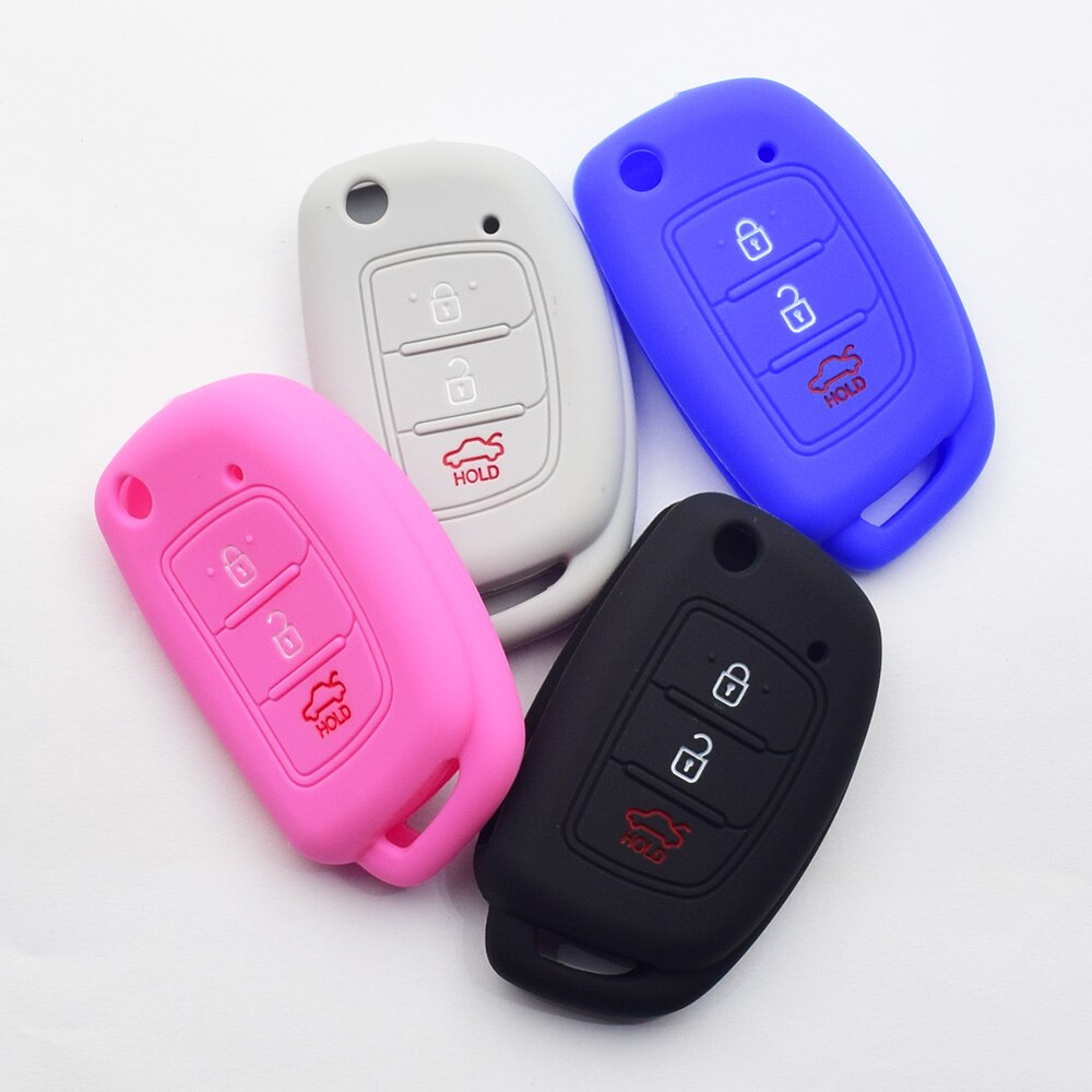 Funda de silicona para la llave del coche, llavero plegable de 3 botones, Control remoto, Protector de piel para Hyundai Santa Fe Sonata Tucson IX35