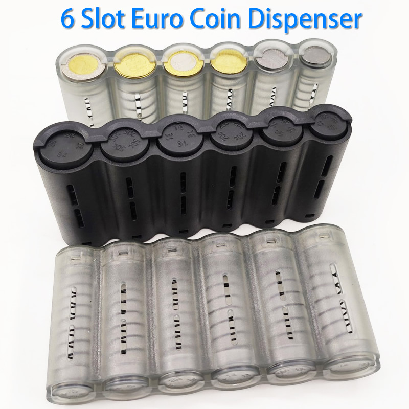 6 Slots Euro Münz spender Münzen halter Sortierer Sammler mit Feder schnell nehmen Kellner Kassierer Fahrer Kleingeld Safe
