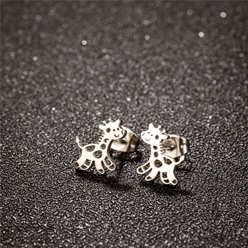Pendientes pequeños de jirafa de acero inoxidable, bonitos tachuelas de animales con globos para mujeres y niñas, joyería de , para Piercing en la oreja de cumpleaños para hombres