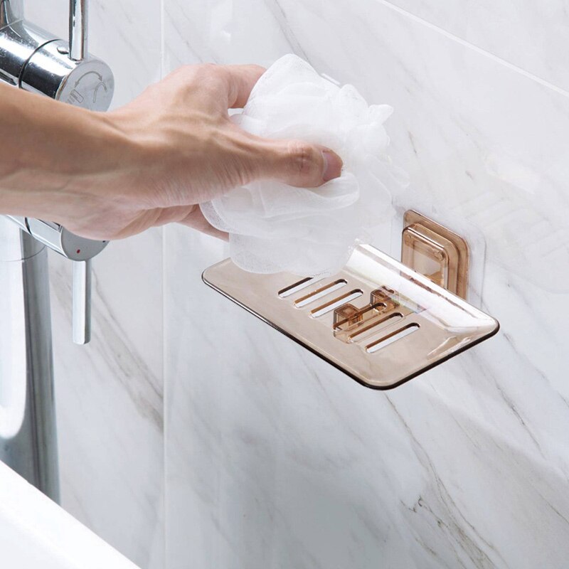 Zeep Rack Geen Boren Wall Mounted Dubbele Laag Zeep Houder Zeep Spons Zeepbakje Badkamer Accessoires Zeepbakjes Zelfklevende