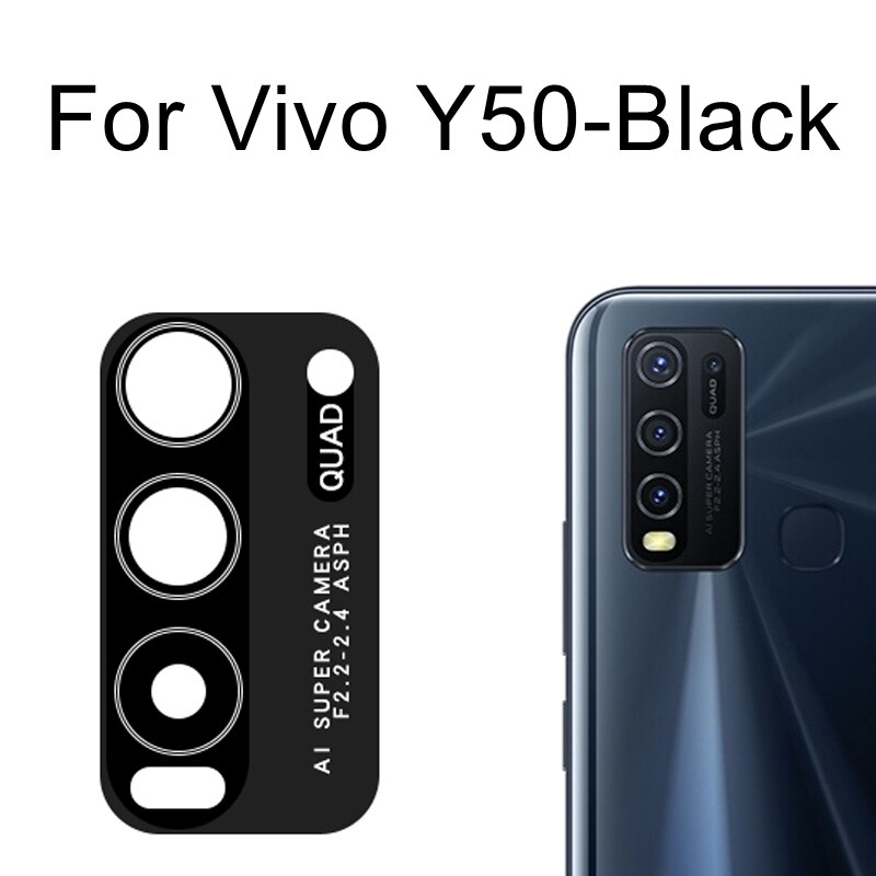 Originele Rear Terug Camera Glazen Lens Voor Vivo Y3S/Y5S/Y7S/Y9S/Y20/Y30/y30G/Y31/Y31S/Y50/Y51/Y52S/Y73S/Y93/Y97 Vervangende Onderdelen: Y50-Black