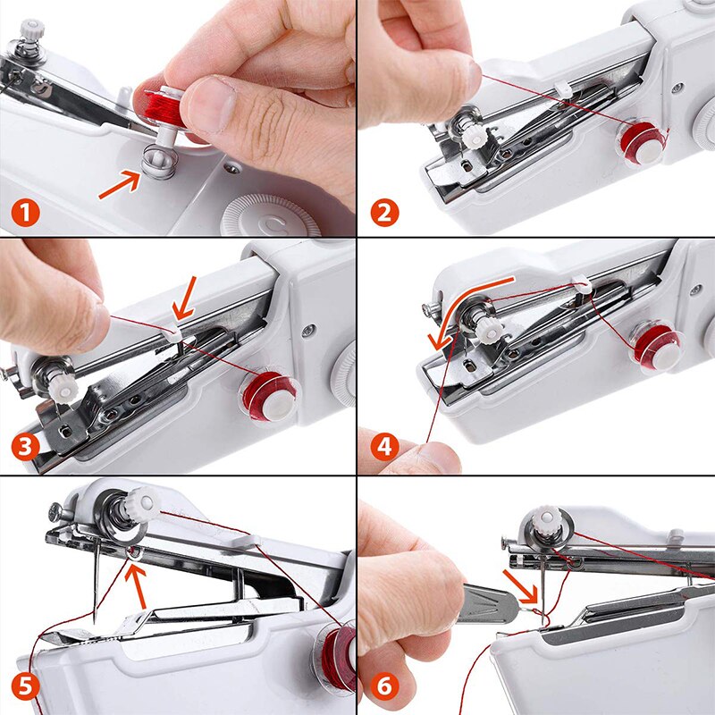 EU/US Plug Mini Sewing Machine Portable Handheld Electric Stitch Household Cordless Repairs Diy Clothes Needlework Sew Machine