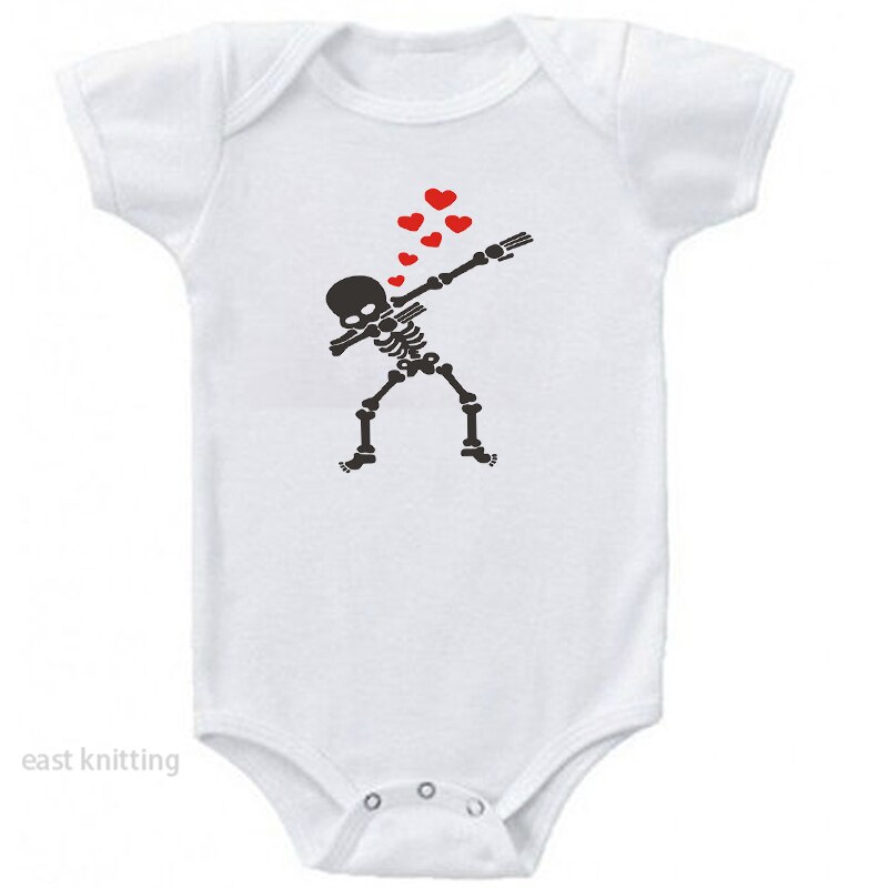 Dermspe Korte Mouwen Baby Peuter Romper Funny Skull Print Kids Peuter Romper Jongen Meisje Ronde Hals Kleding: 1 / 3M