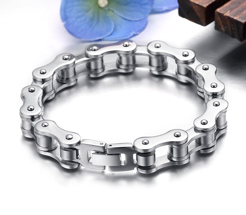 Punk 316L Roestvrij Stalen Armband Mannen Biker Fiets Motorfiets Chain Heren Armbanden Heren Armbanden Bangles Mode-sieraden