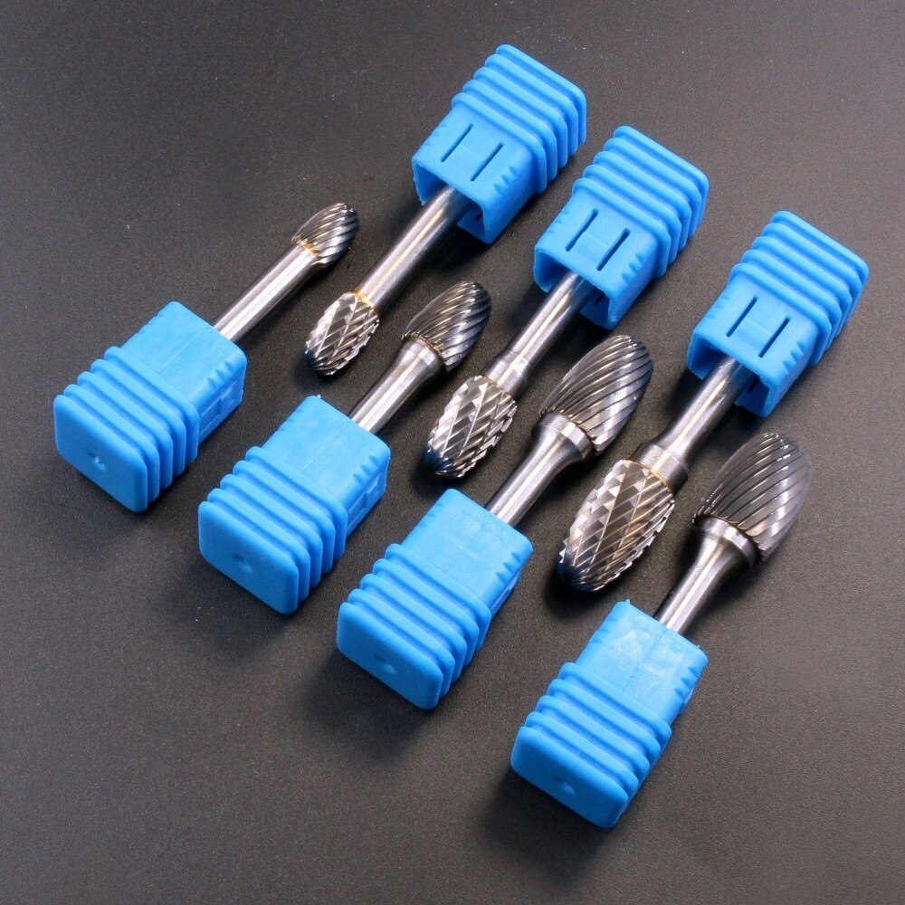 Oval Shape E 6mm 1/4 Shank Mould Carving Tools Tungsten Carbide Rotary File Burr Milling Cutter CNC Engraving for Metal Steel