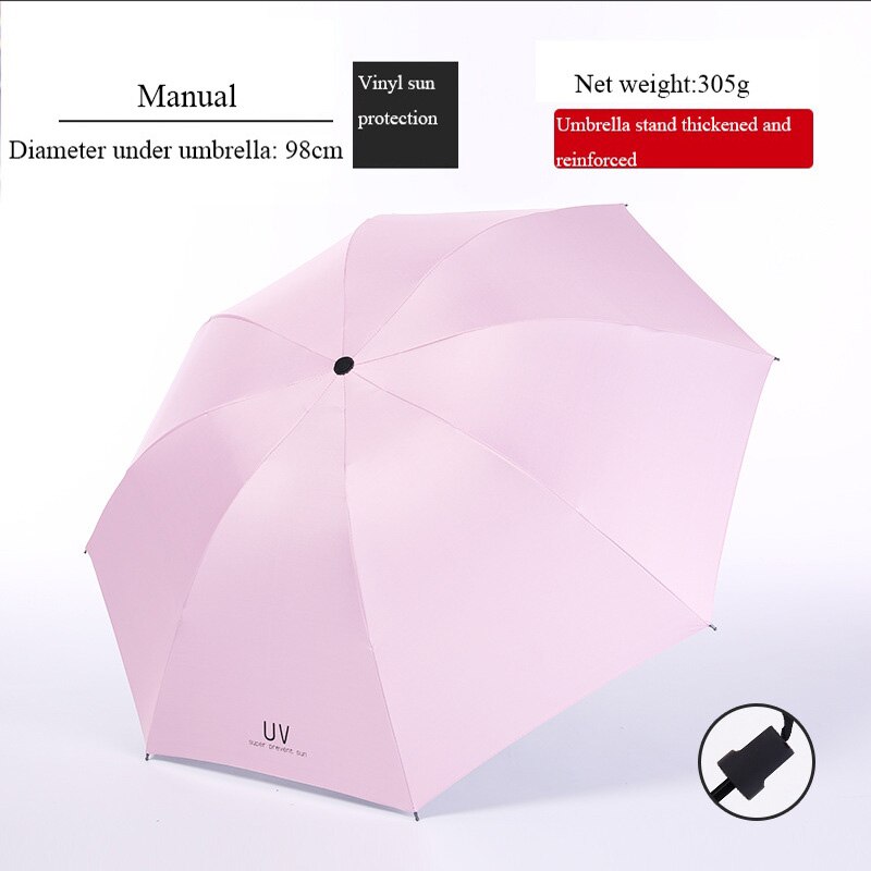 Rosa/blu/nero/blu Marina Militare/verde scuro ombrello soleggiato ombrello da pioggia manuale ombrello pieghevole in vinile ombrelli durevoli convenienti