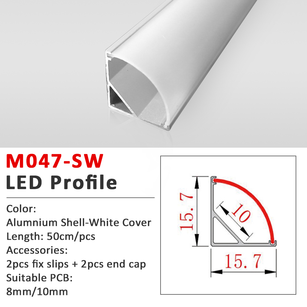 50CM LED Strip Light Aluminium Profile Channel Silvery Black Diffuser PC Cover for 8mm/10mm/12mm Bar Cabinet Linear Lamp Decor: Emitting Color5 / 1m