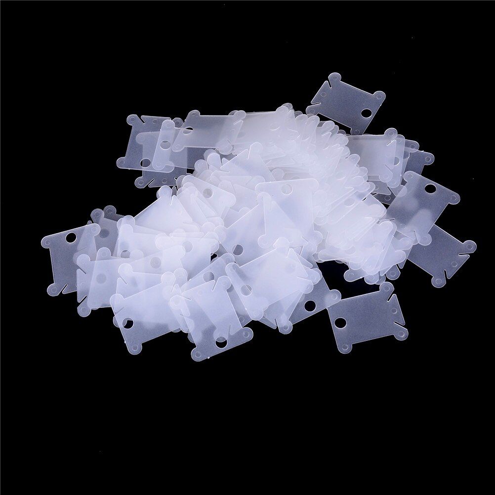 100Pcs/Pack Plastic Thread Bobbins Plastic Storage Holder Embroidery Floss Craft Thread Bobbin Cross Stitch: Clear