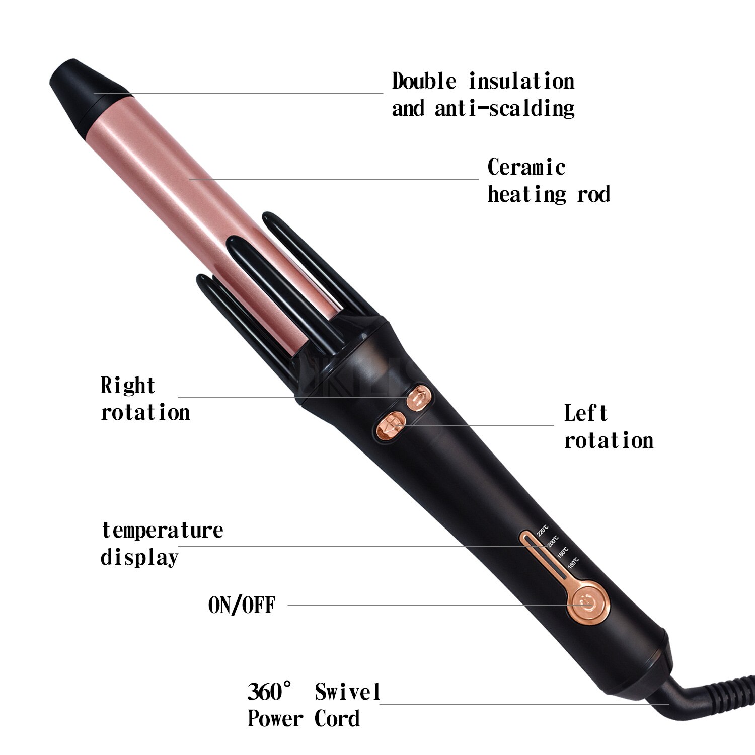 Bigoudi électrique rotatif pour cheveux, fer à friser automatique, ondulation de plage professionnelle, bigoudis