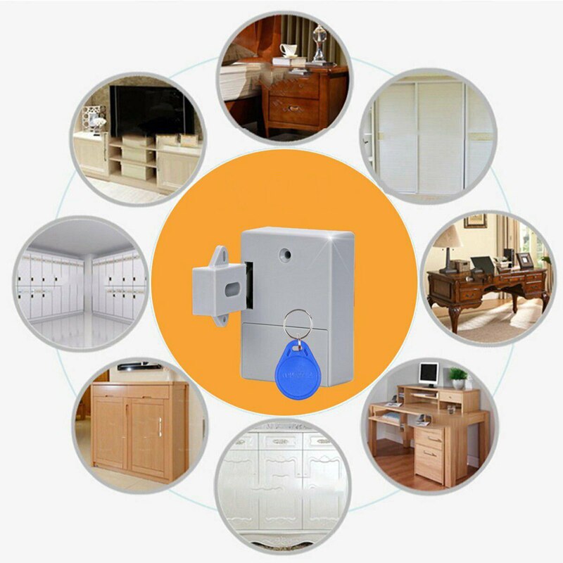 No hole Hidden RFID smart sensor lock Invisible IC card lock cabinet Drawer Electronic door Lock