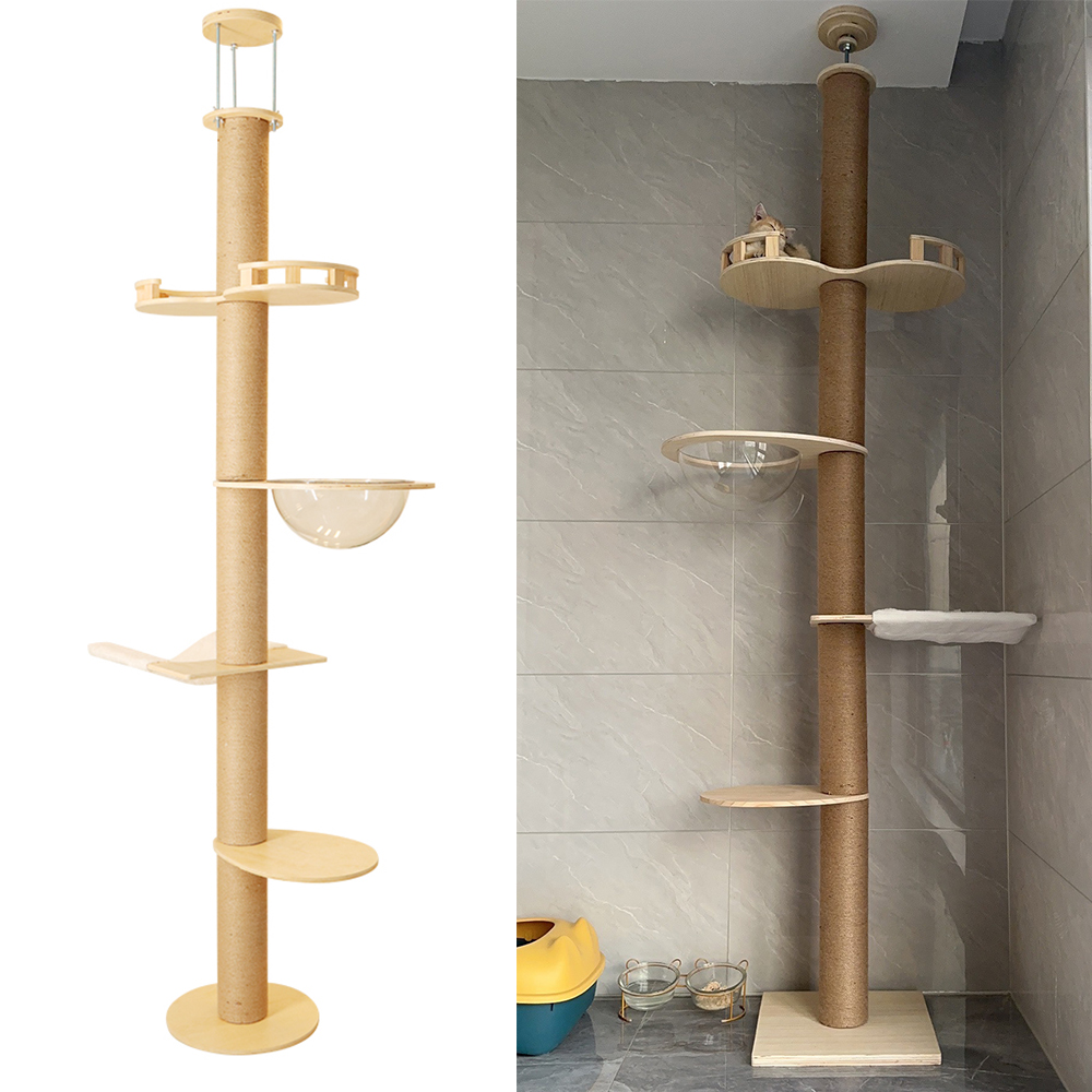 Cat climbing frame Pillars of Babel Floor to Ceiling Cat Tree Tower Multi-Level Condo Post Pad for Cat playing climbing