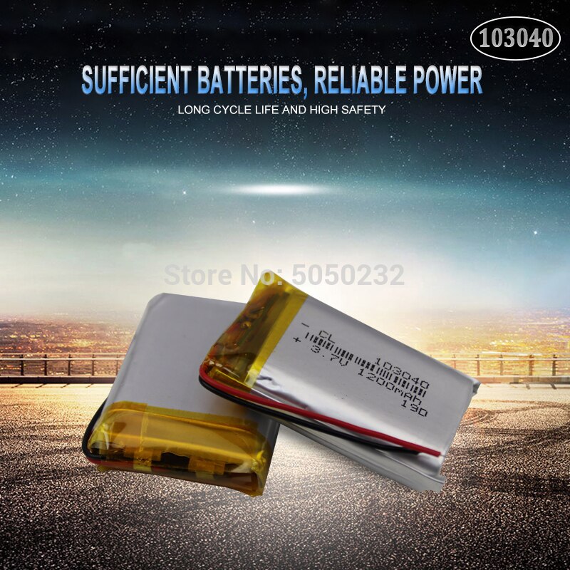 1pc 103040 1200mAh 3.7V polymère piles rechargeables Lithium li-po Batteries pour MP4 MP5 GPS PSP PDA Bluetooth