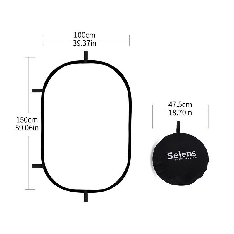 150 x 100cm multi-disk fotografering studio foto oval sammenleggbar lysreflektor håndholdt bærbar fotoplate