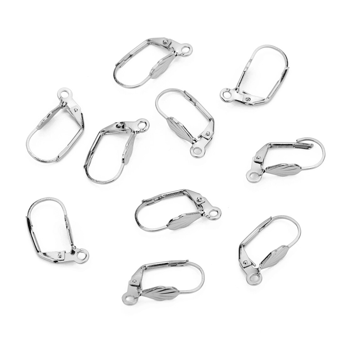 20pcs/lot Surgical Stainless Steel Leverback Ear Wire Silver Tone French Lever Earring Hooks Clasp for DIY Jewelry Making Crafts: 5 ye hua steel tone