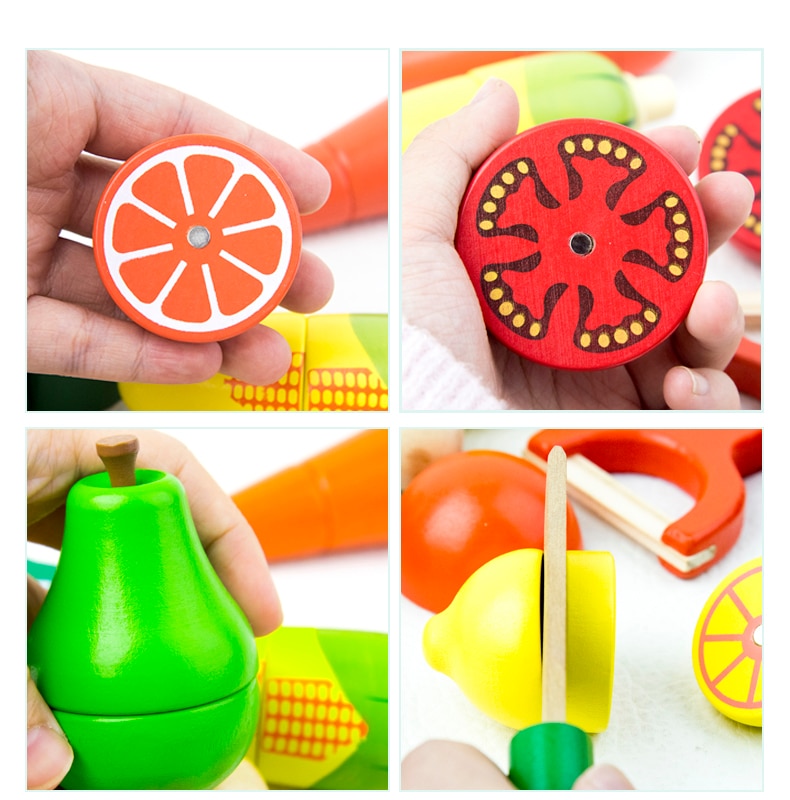 Houten Keuken Speelgoed Pretend Play Kinderen Keuken Set Snijden Magnetische Fruit Groente Miniatuur Voedsel Meisjes Speelgoed Educatief Speelgoed