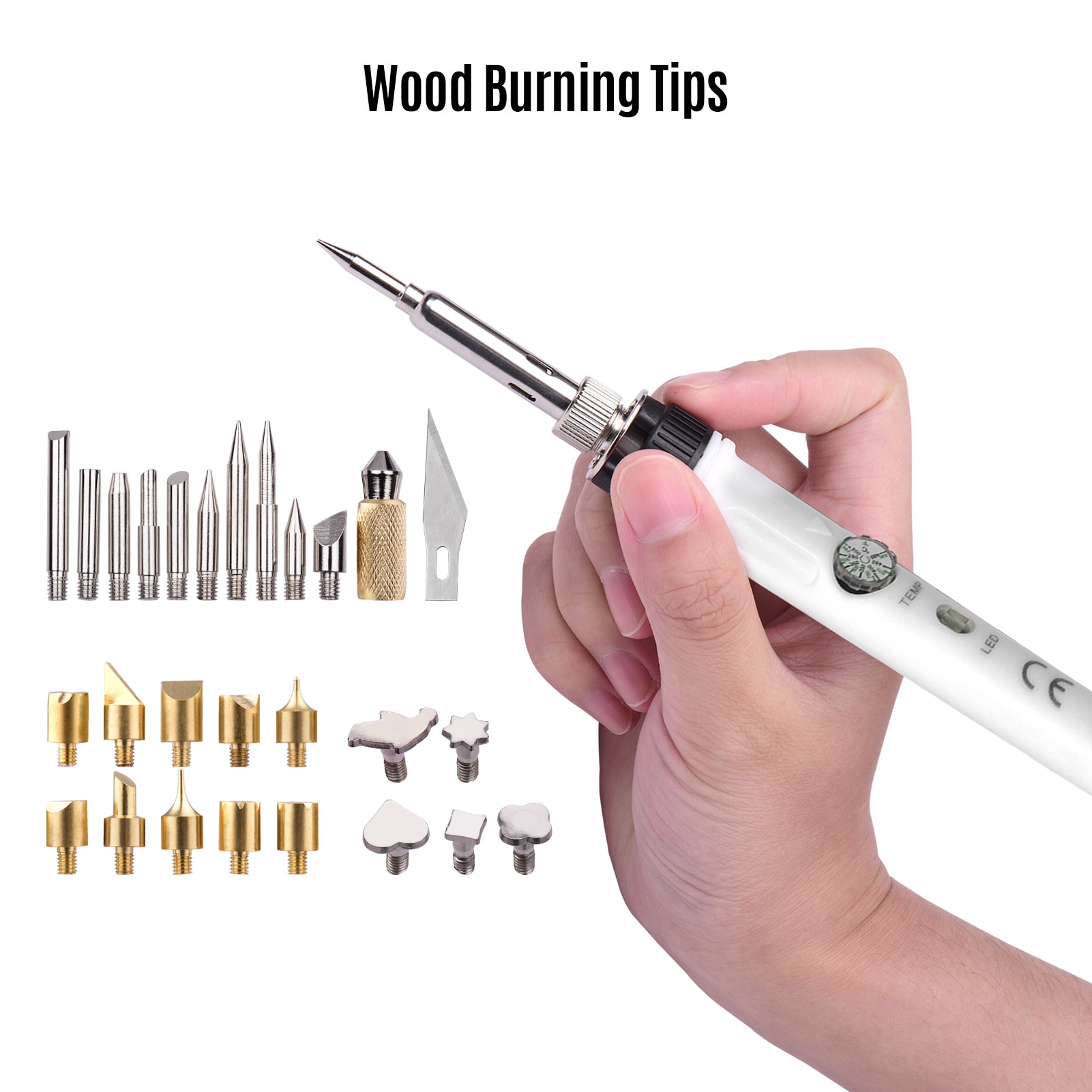 45Pcs Hout Brandende Tool Kit Pyrography Pen Verstelbare Temperatuur 150-450 ℃ Voor Hout Brandende Carving Embossing solderen