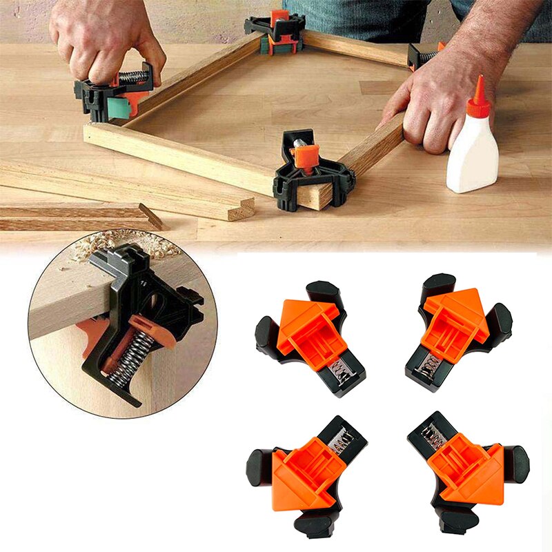 Home Tools Woodworking Angle Clamp Tool Set 90 Degrees Fixer Photo Frame Picture Frame ClampPunching Installer Hand Tool