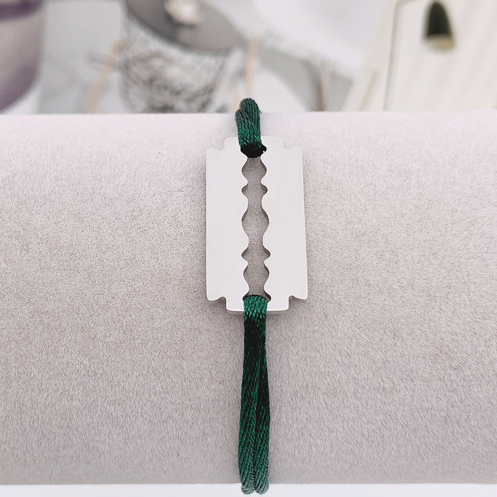 Stainless Steel Bracelet De Rasoir Blade Razor Bracelet With Black Red Rope Adjustable France Famous Brand Jewelry