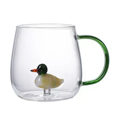 Verre en forme d'animal de dessin animé, mignon, verre à haute teneur en Borosilicate, tasse monocouche, salon avec invités, jus, boisson froide