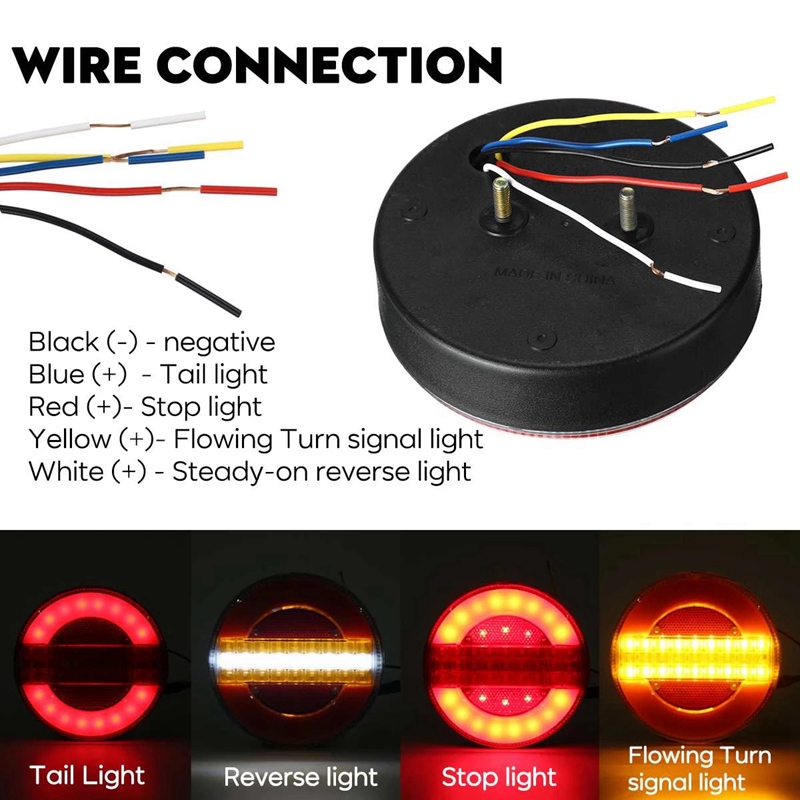 2 uds 4 pulgadas remolque dinámica Luz de cola LED de 24V de freno de camión luz LED redonda agua hamburguesa luz para barcos autobuses Coche