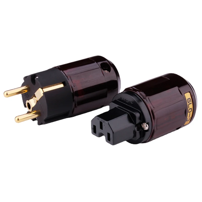 P-079E 24K Gold-Plated EU Plug Schuko C13 Connctor for DIY HiFi Audio Power Cable Cord: WHITE