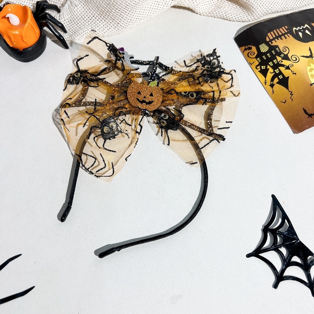 Sjov dekoration flagermus halloween hårbøjle spøgelse net edderkop pandebånd græskar polyester festival hårtilbehør maskeradefest