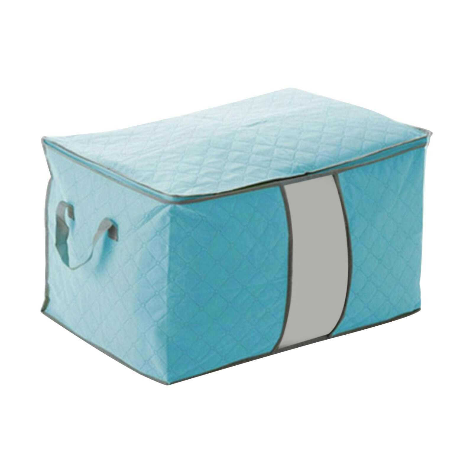 Foldable Quilt Storage Bag Moisture Dust Proof Closet Organizer Non-Woven Blanket Pillow Storage Large Mobile Clothe Visible Bag: Blue