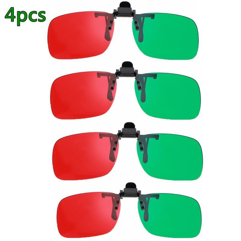 1 stuks /2 stuks /4 stuks 3d glazen 3d bioscoopbrillen clip-on passieve circulaire polarisatie universeel voor 3d tv films veilig handig: 4 stuks rood groen