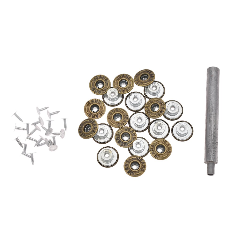 Remache de botón a presión para hombre, herramientas de botones de 17mm para abrigo, pantalones, bolsa, suministros de artesanía hechos a mano, 20 Uds.