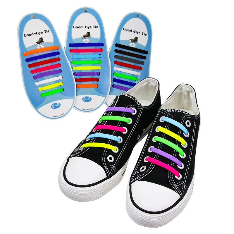 16 Teile/satz Silikon Elastische Schnürsenkel Spezielle Keine Krawatte Schnürsenkel SchnüSprosse freundlicher Erwachsene Turnschuhe Schnell Schuh Spitze