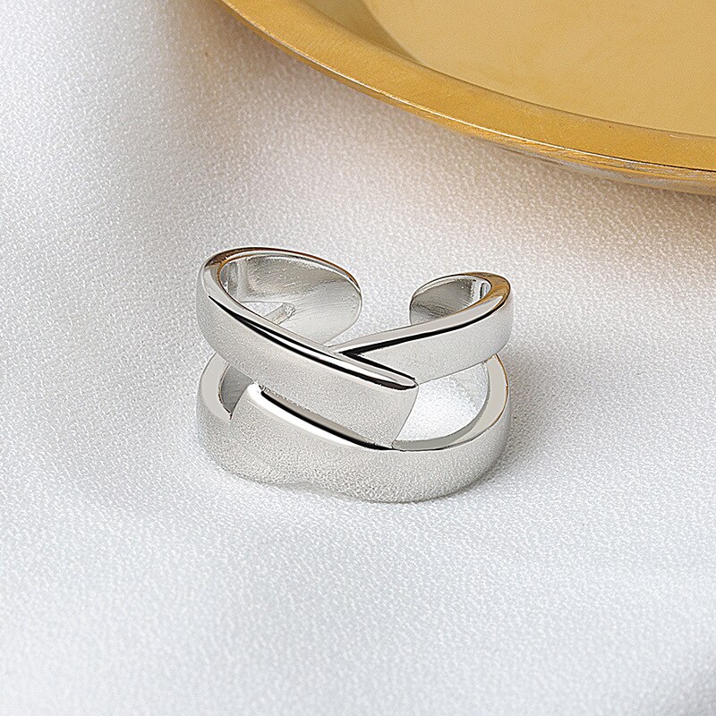 De de de Plata de Ley 925 Plata geométrica interweave color oro ajustable anillos para las mujeres al por mayor de la joyería